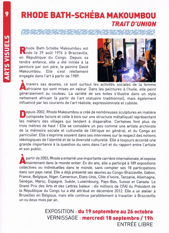 Rhode Makoumbou dans «Institut Français» (ven 13 sep 2013) • Coupure 3/3