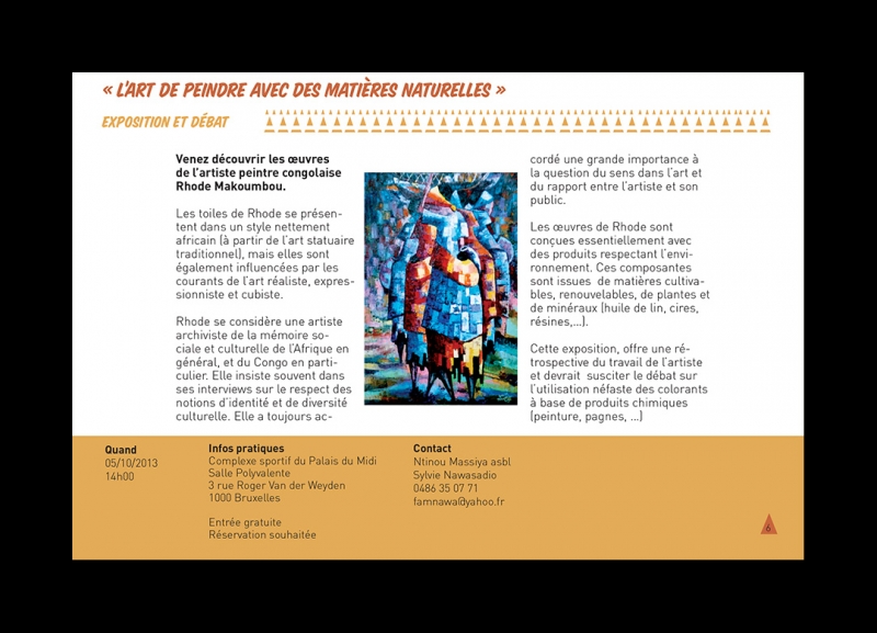 Rhode Makoumbou dans «Quinzaine de la Solidarité Internationale» (sam 05 oct 2013) • Coupure 2/2