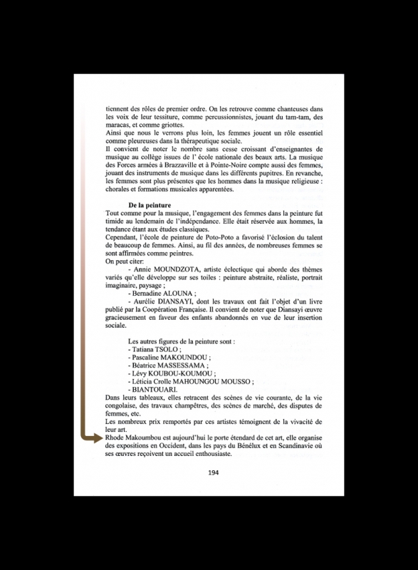 Rhode Makoumbou dans «La place et le rôle des femmes dans la société congolaise» d’Yvette Lucie Lebondzo (fév 2011) • Coupure 3/4