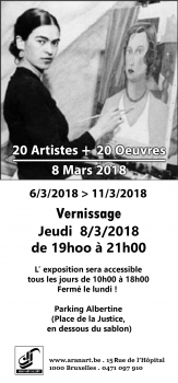 «20 Artistes + 20 Oeuvres» @ Aran Art Gallery, Bruxelles, Belgique (Mars 2018)