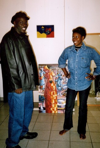 08 octobre 2004 › Le peintre sénégalais Ibrahima Kane et Rhode Makoumbou.