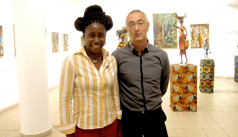 18 septembre 2013 › Rhode Makoumbou et Franck Patillot (directeur de l'Institut Français du Congo).