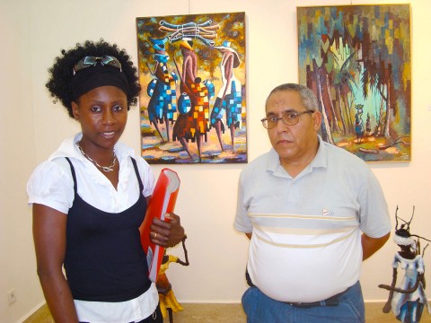 01 août 2008 › Rhode Makoumbou et le journaliste Abdelkader Gatra.