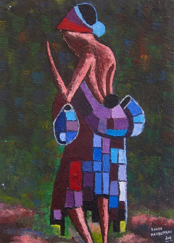 Rhode Makoumbou › Peinture : «Au village» • ID › 408