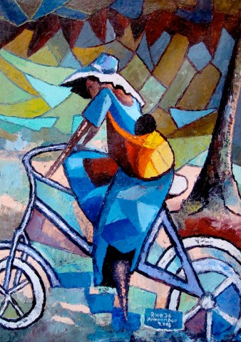Rhode Makoumbou › Schilderij: «Départ pour la ville» • ID › 173
