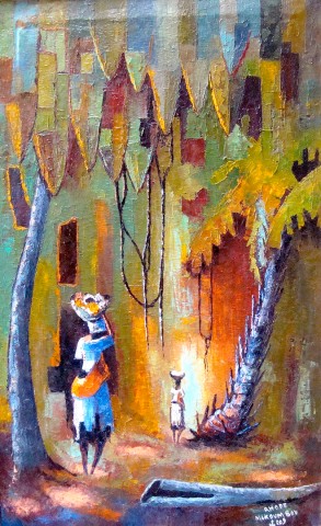 Rhode Makoumbou › Schilderij: «En partant au marché» • ID › 200