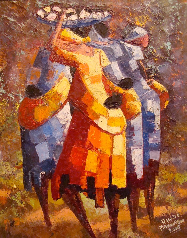 Rhode Makoumbou › Schilderij: «Femmes au marché» (2006)