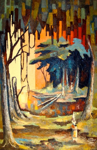 Rhode Makoumbou › Peinture : «La forêt (2)» (2005) • ID › 65