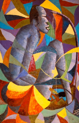 Rhode Makoumbou › Peinture : «Le musicien» (2004) • ID › 67