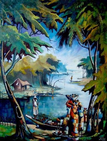 Rhode Makoumbou › Peinture : «Le polygame» • ID › 148