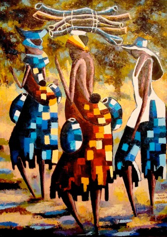 Rhode Makoumbou › Peinture : «Le retour des champs» (2008) • ID › 122