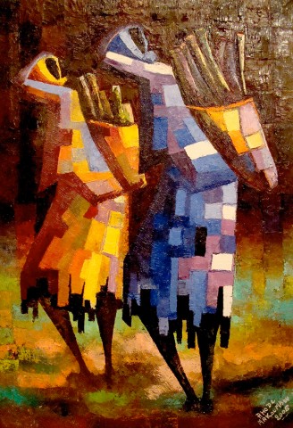 Rhode Makoumbou › Schilderij: «Les mponzis» • ID › 164