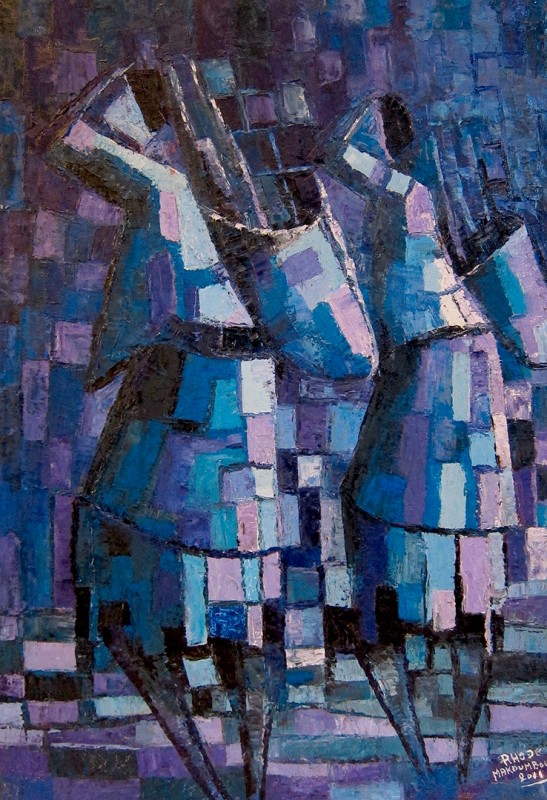 Rhode Makoumbou › Schilderij: «Les mponzis la nuit» (2011)