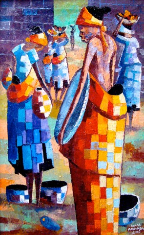 Rhode Makoumbou › Peinture : «Les vendeuses» • ID › 198
