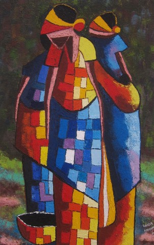 Rhode Makoumbou › Schilderij: «Les vendeuses» • ID › 405