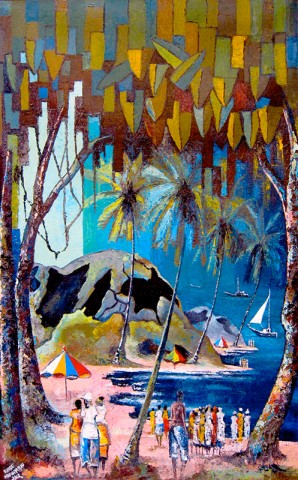 Rhode Makoumbou › Schilderij: «Plage» • ID › 337