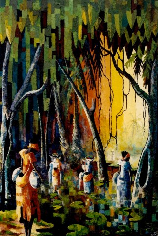 Rhode Makoumbou › Schilderij: «Un sous bois» • ID › 50