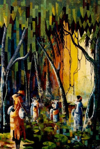 Rhode Makoumbou › Peinture : «Un sous bois» • ID › 50