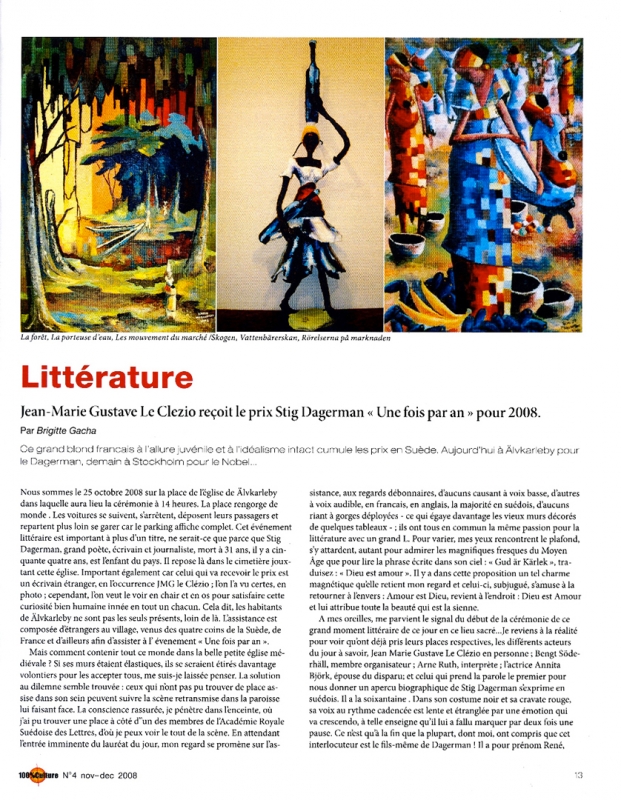 Rhode Makoumbou dans «100%Culture», magazine n° 4 (déc 2008) • Coupure de presse 5/5