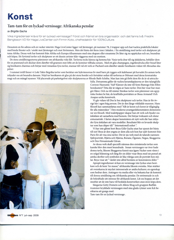 Rhode Makoumbou in «100%Culture», tijdschrift n° 7 (jul 2009) • Krantenknipsel 2/3