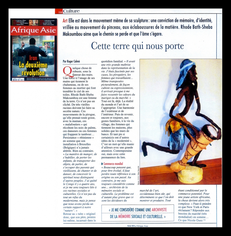 Rhode Makoumbou in «Afrique Asie», tijdschrift n° 51 (feb 2010) • Krantenknipsel 1/2