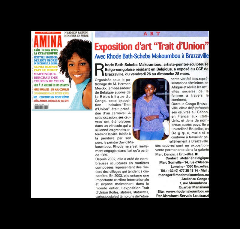 Rhode Makoumbou dans «Amina», magazine n° 484 (aoû 2010)