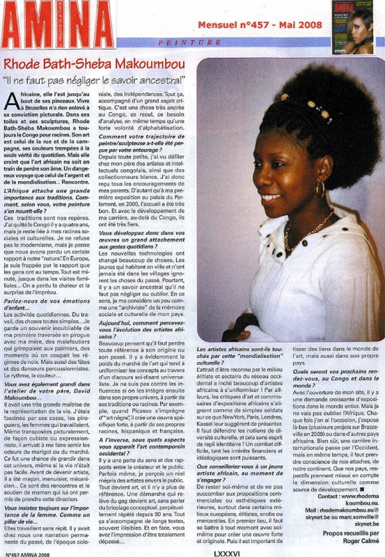 Rhode Makoumbou dans «Amina», magazine n° 457 (mai 2008)