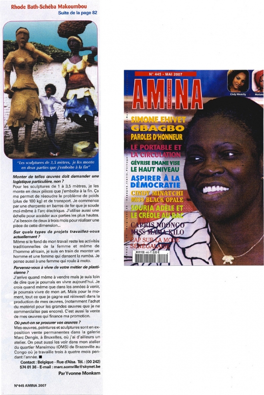 Rhode Makoumbou in «Amina», tijdschrift n° 445 (mei 2007) • Krantenknipsel 2/2