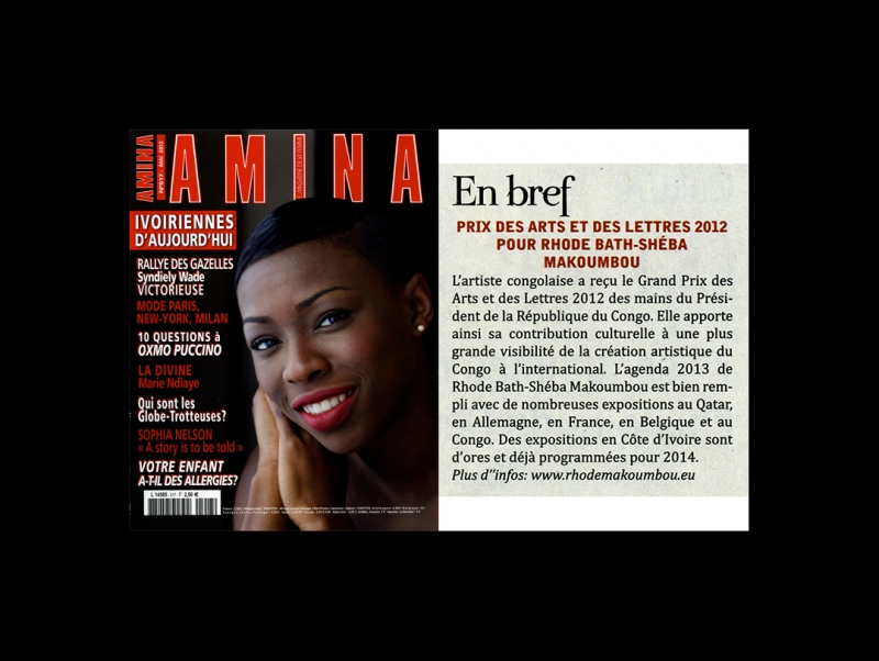 Rhode Makoumbou in «Amina», tijdschrift n° 517 (mei 2013)