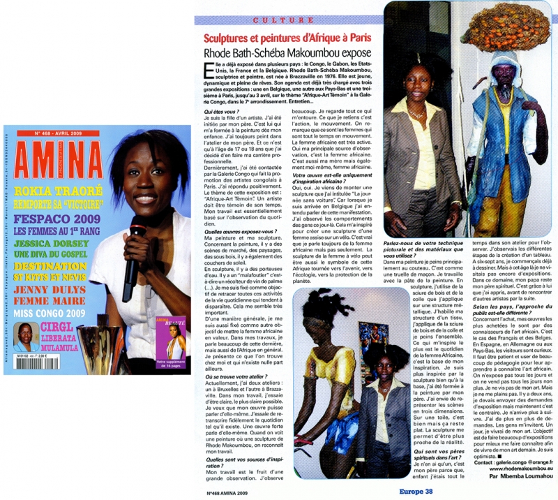 Rhode Makoumbou dans «Amina», magazine n° 468 (avr 2009)