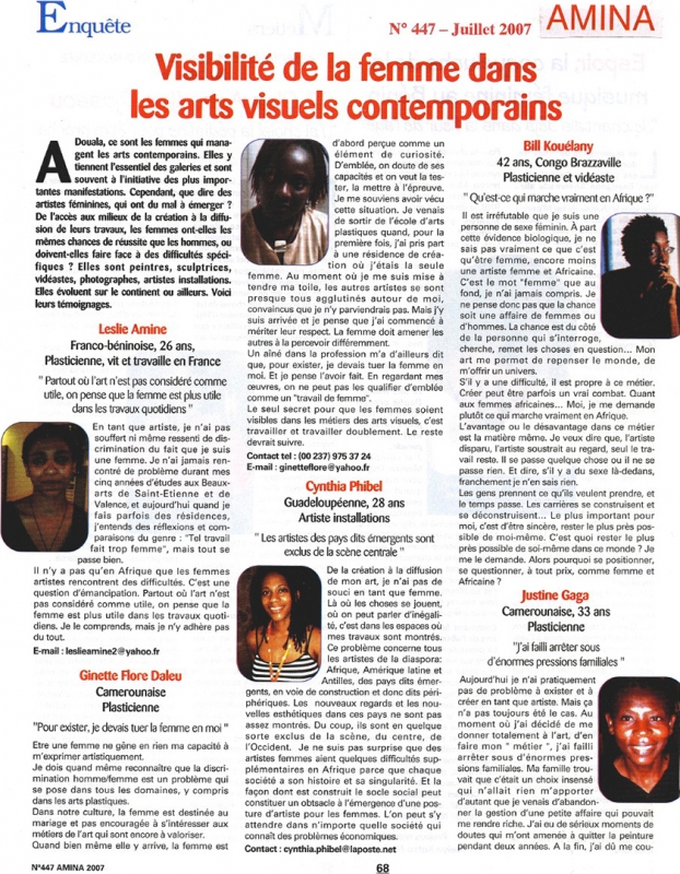 Rhode Makoumbou dans «Amina», magazine n° 447 (jui 2007) • Coupure de presse 1/2