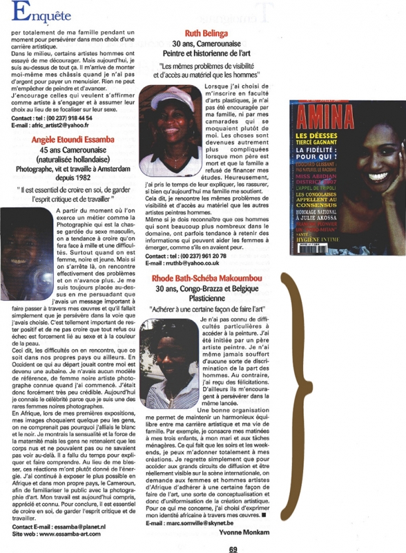 Rhode Makoumbou in «Amina», tijdschrift n° 447 (jul 2007) • Krantenknipsel 2/2