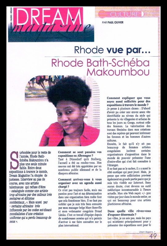 Rhode Makoumbou dans «Dream Magazine», n° 1 (oct 2013) • Coupure de presse 1/3