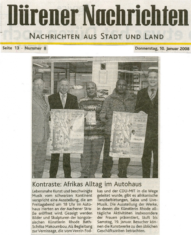 Rhode Makoumbou dans «Dürener Nachrichten», journal n° 8 (jeu 10 jan 2008)