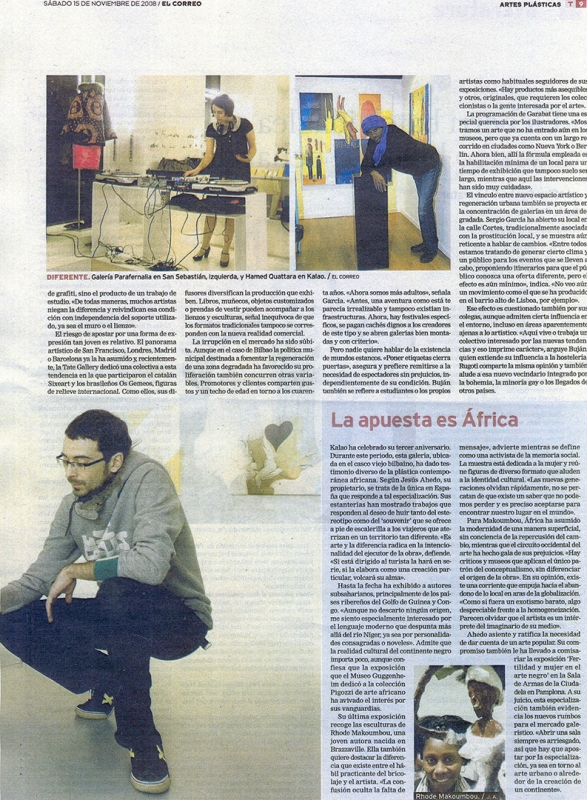 Rhode Makoumbou dans «El Correo», journal n° 31164 (sam 15 nov 2008) • Coupure de presse 3/3