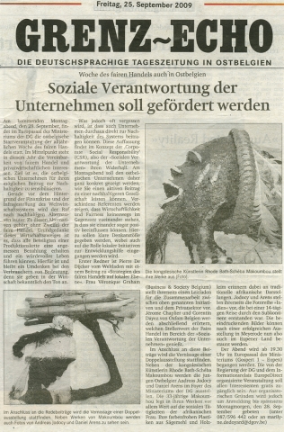 Rhode Makoumbou in «Grenz-Echo», krant n° 223 (vri 25 sep 2009)