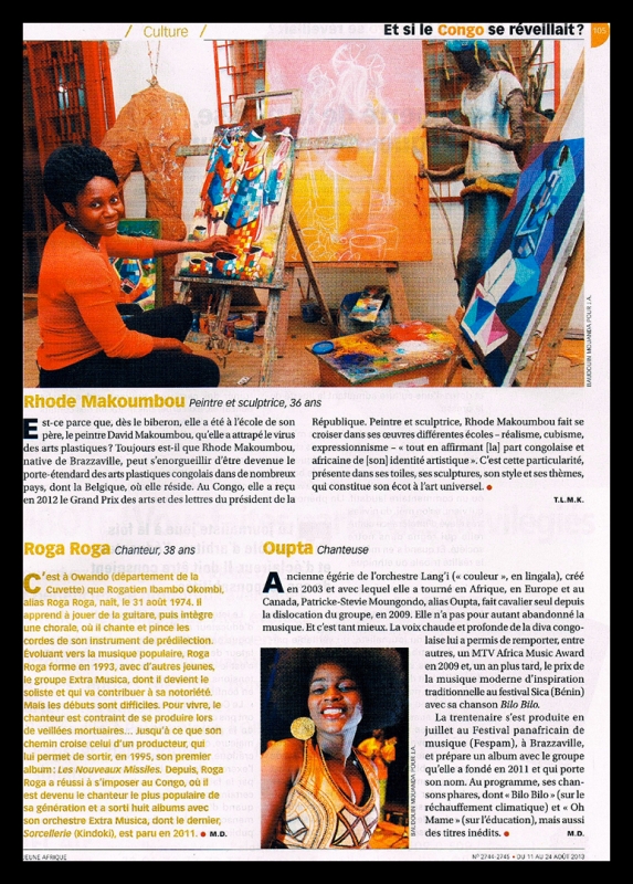 Rhode Makoumbou dans «Jeune Afrique», magazine n° 2744 (dim 11 aoû 2013) • Coupure de presse 3/3