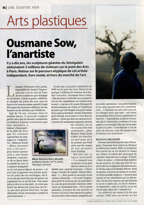 Rhode Makoumbou in «Jeune Afrique», tijdschrift n° 2525 (zo 31 mei 2009) • Krantenknipsel 2/3