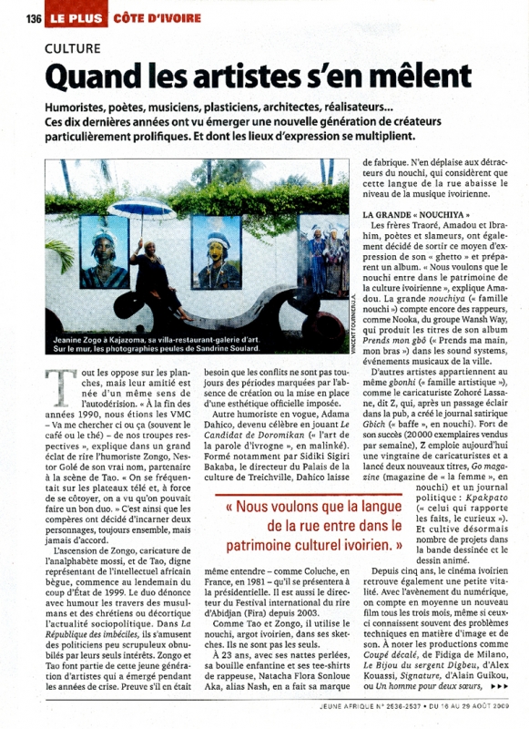 Rhode Makoumbou in «Jeune Afrique», tijdschrift n° 2537 (zo 16 aug 2009) • Krantenknipsel 2/3