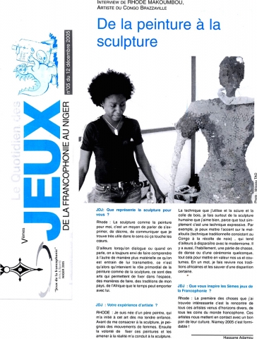 Rhode Makoumbou in «Jeux de la Francophonie», tijdschrift n° 5 (ma 12 dec 2005)