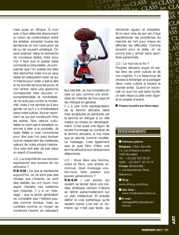 Rhode Makoumbou in «Just Class», tijdschrift n° 8 (jun 2011) • Krantenknipsel 5/5