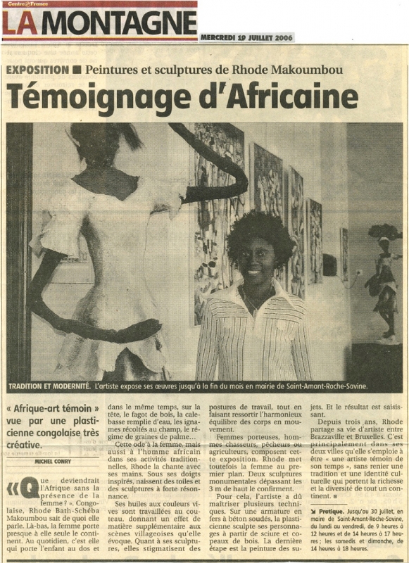 Rhode Makoumbou dans «La Montagne» (mer 19 jui 2006) • Coupure de presse 2/2