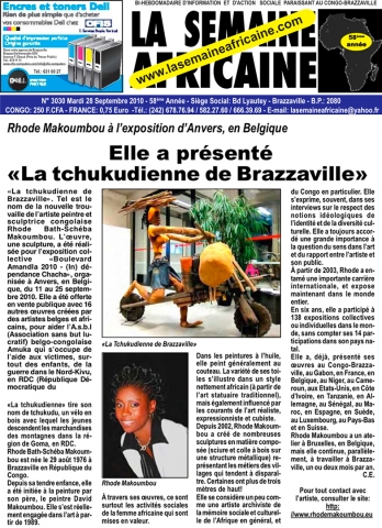 Rhode Makoumbou dans «La Semaine Africaine», journal n° 3030 (mar 28 sep 2010)