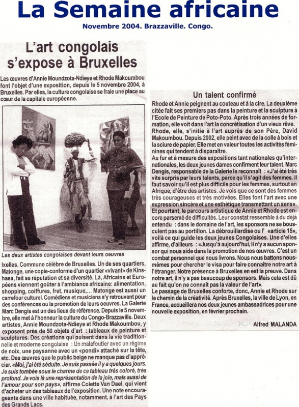 Rhode Makoumbou dans «La Semaine Africaine» (nov 2004)