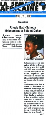 Rhode Makoumbou dans «La Semaine Africaine», journal n° 2783 (ven 11 avr 2008)