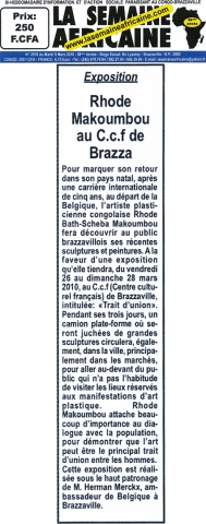 Rhode Makoumbou dans «La Semaine Africaine», journal n° 2976 (mar 09 mar 2010)