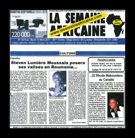 Rhode Makoumbou dans «La Semaine Africaine», journal n° 3075 (mar 15 mar 2011)