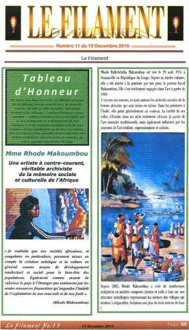 Rhode Makoumbou in «Le Filament», tijdschrift n° 11 (woe 15 dec 2010)