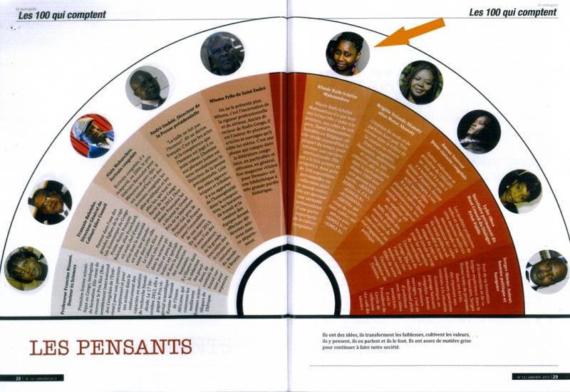 Rhode Makoumbou in «Le metropolis», tijdschrift n° 13 (jan 2013) • Krantenknipsel 2/2