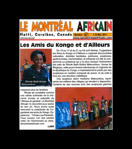 Rhode Makoumbou dans «Le Montréal Africain», journal n° 47 (lun 02 mai 2011)